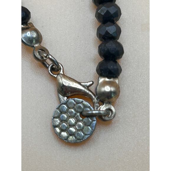 Marilyn Schiff Black Faceted Bead Necklace with Silver Teardrop Pendant - Picture 4 of 4
